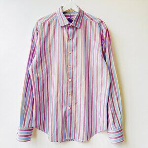Robert Graham Pink and blue striped shirt, Size L